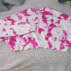 Nike Fuschia TYE DYE OVERSIZED CROPPED SWEATSHIRT